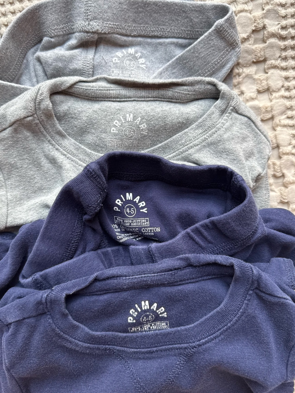Primary Kids Short Sleeve Pajama Sets - Navy & Gray. 4-5 Years - Picture 7 of 7